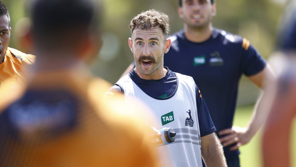 Nic White laid down the law at ACT Brumbies training this week. Picture by Keegan Carroll