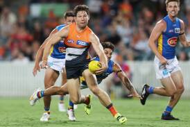 Giants star Toby Greene was at the centre of the action in Thursday night's pre-season victory over the Gold Coast Suns. Picture Getty Images