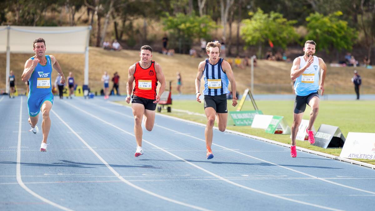 Jacob Despard (far left) storms to victory in the men's 100m final at the ACT Championships. Picture by Sitthixay Ditthavong