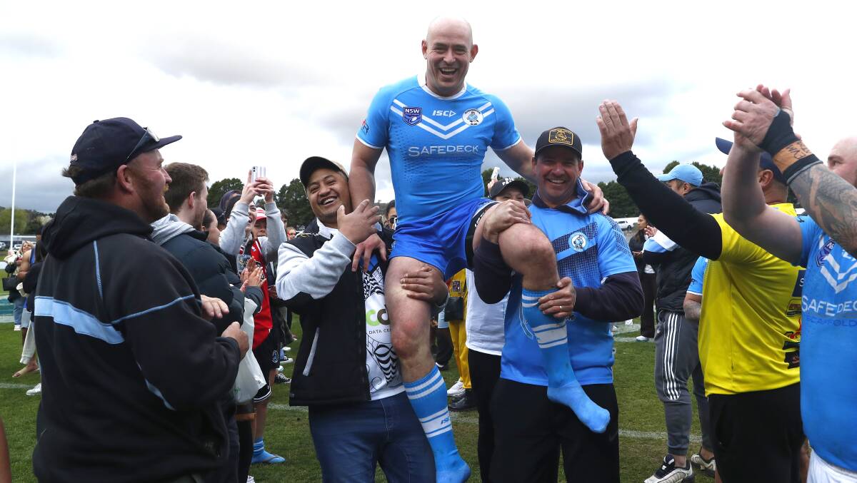 Terry Campese is chaired from the field after his final game. Picture by Keegan Carroll