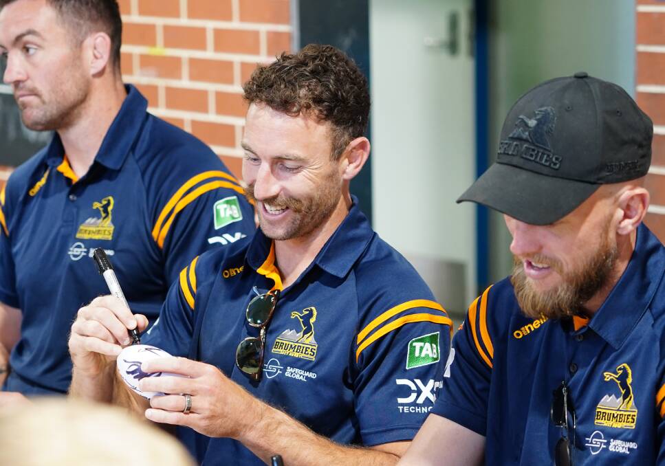 Nic White and the ACT Brumbies met with their fans at Kingsford Smith School on Friday afternoon. Picture ACT Brumbies Media