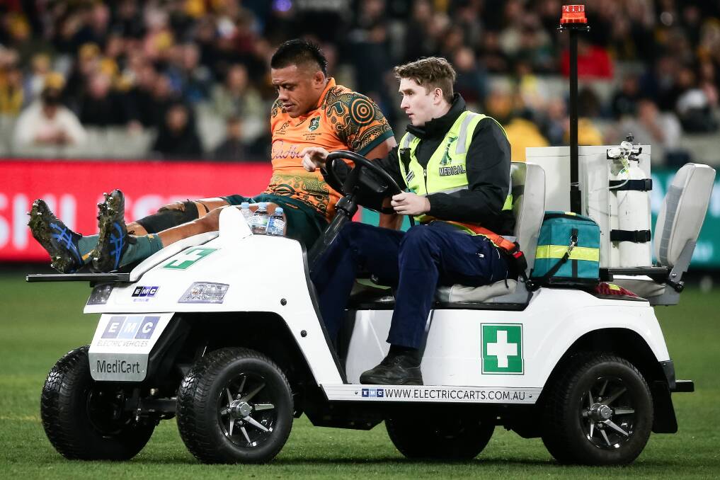 Allan Alaalatoa cut a dejected figure when he ruptured his Achilles in July. Picture Getty Images