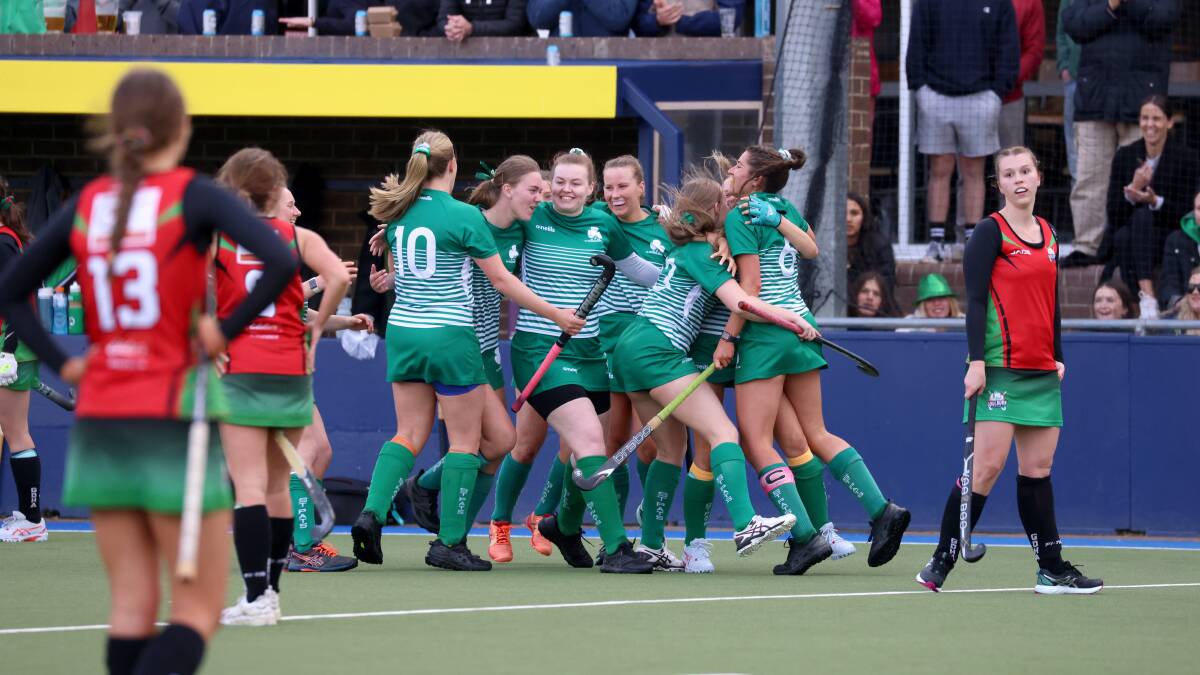 St Patrick's celebrated a win in Saturday's Hockey ACT grand final. Picture by James Croucher