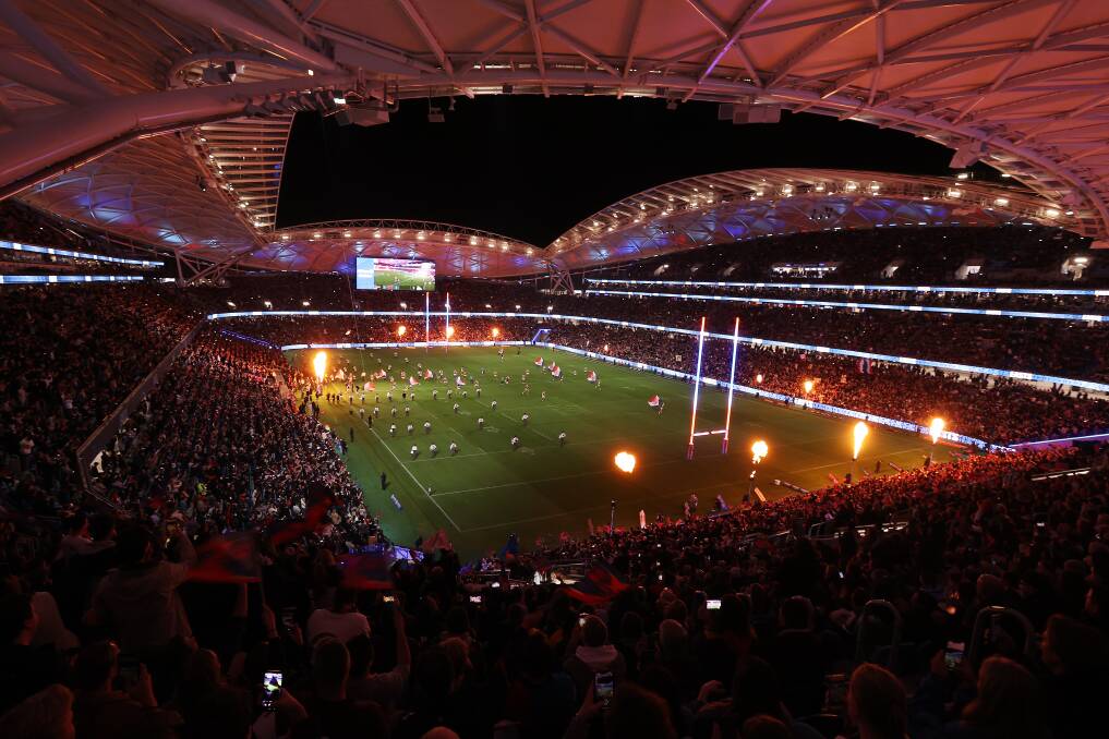 The new Sydney Football Stadium burst to life on Friday night when the Roosters played the Rabbitohs. Picture by Getty Images