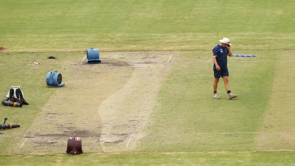 There was disappointment as the final day of the Prime Minister's XI match was washed out after a freak storm hit Canberra on Friday night. Picture by Keegan Carroll