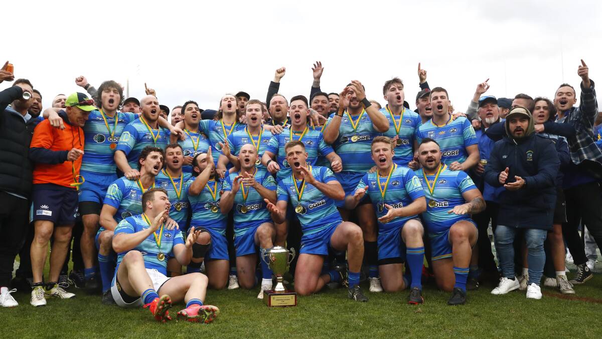 West Belconnen celebrate Sunday's Canberra Raiders Cup grand final victory. Picture by Keegan Carroll