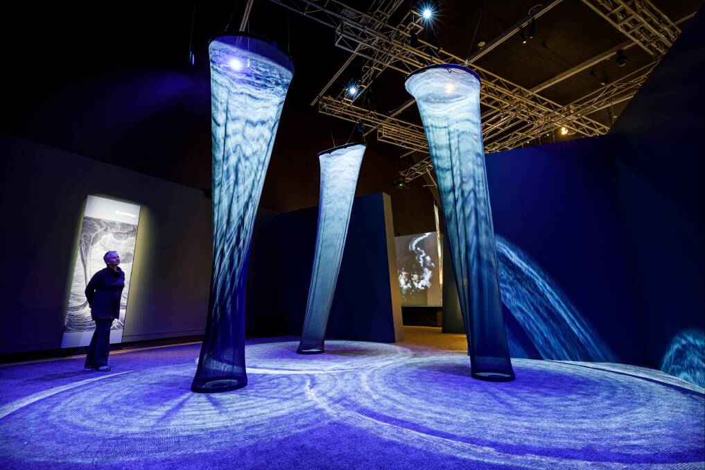 A dramatic waterspout installation introduces visitors to the exhibition. Photos supplied. National Museum of Australia (Jason McCarthy).