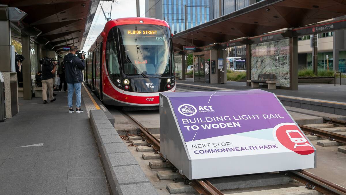 If the ACT Greens are serious about spending money wisely they should drop plans for extending the light rail to Woden. Picture: Keegan Carroll