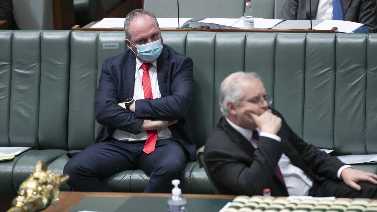 Barnaby Joyce is out of touch with both the Prime Minister and voters in regional electorates on climate change. Picture: Keegan Carroll