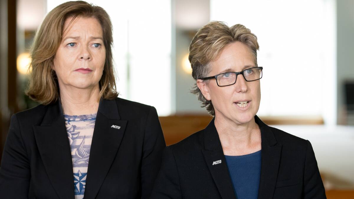 The ACTU's Michelle O'Neill and Sally McManus. Picture: Sitthixay Ditthavong.
