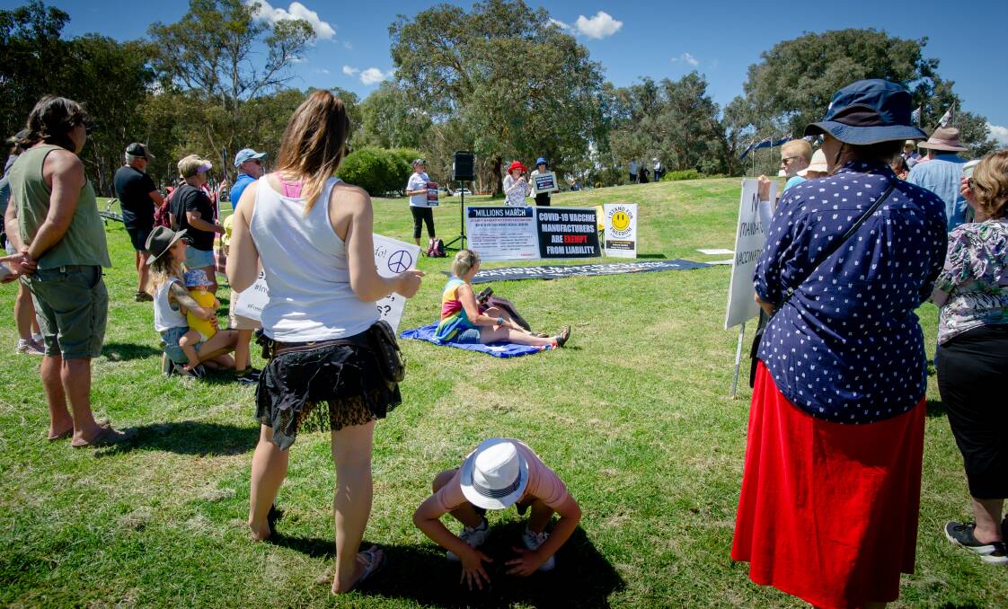Anti-vaccination - or should that be pro-choice? - demonstrators in Canberra on Sunday. Picture: Elesa Kurtz.