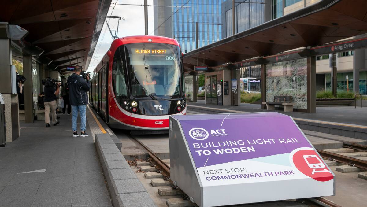 There needs to be a frank and open discussion about the extension of light rail to Woden. Picture by Keegan Carroll