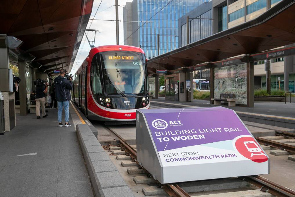 Extending the light rail network to Woden has the potential to bankrupt the ACT. Picture by Keegan Carroll