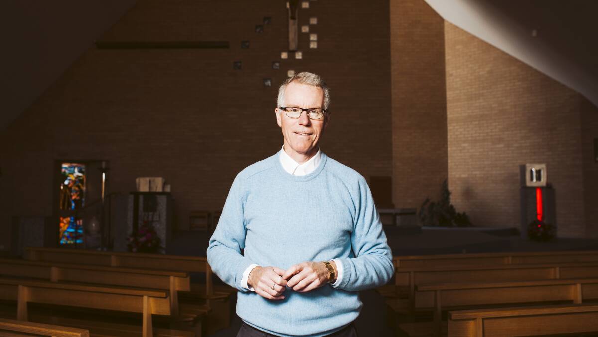 Roman Catholic priest Father Tony Percy is at odds with the ACT authorities over the issue of holding mass during the lockdown. Picture: Jamila Toderas