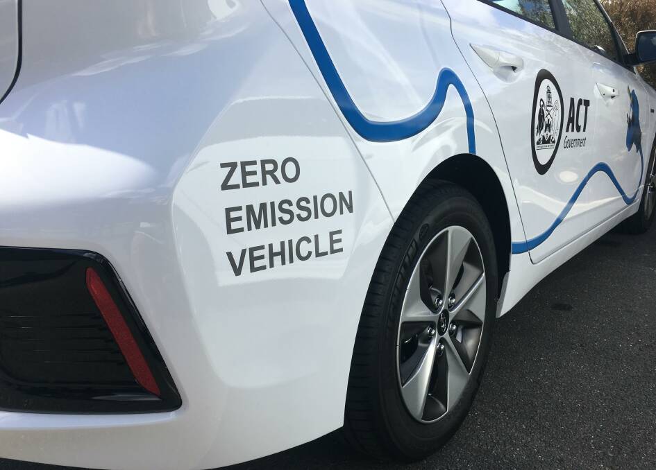 One of the Hyundai Ionic electric cars on the ACT government fleet.
