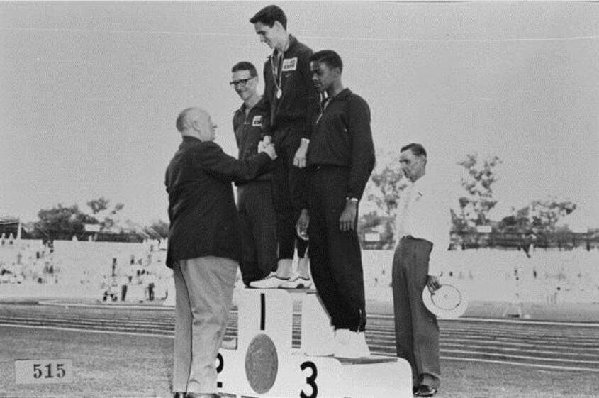 Percy Hobson leaped into the record books when he became the first Indigenous person to win a gold medal at the Commonwealth games in 1962. Photo: Commonwealth Games Australia