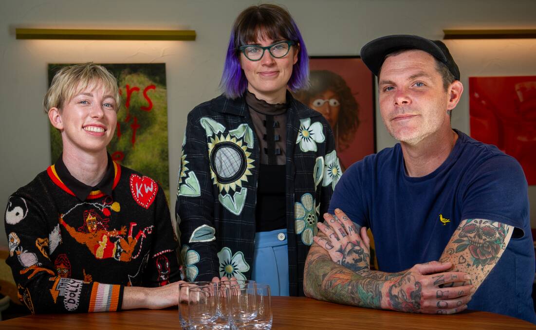 The Such and Such team, co-owner Dash Rumble with restaurant manager Caitlin Baker and executive chef, Malcolm Hanslow were shortlisted for best new restaurant. Picture by Elesa Kurtz