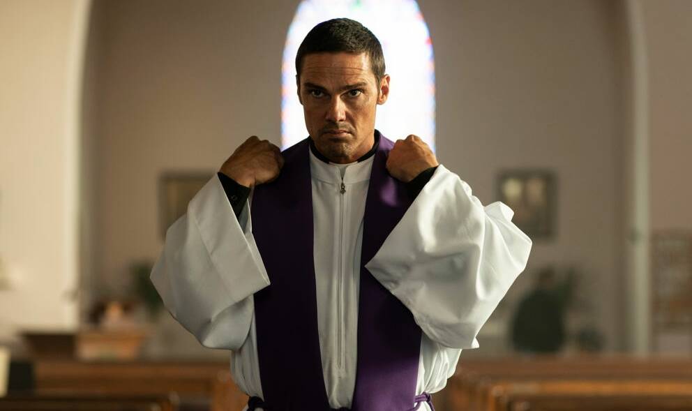 Jay Ryan as priest Byron Smith in Scrublands. Picture courtesy of Stan