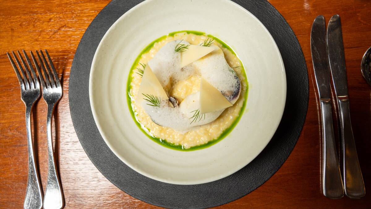 Lemon sole, rollmopped with scallop mousse and horseradish foam on risotto.
Picture by Gary Ramage 