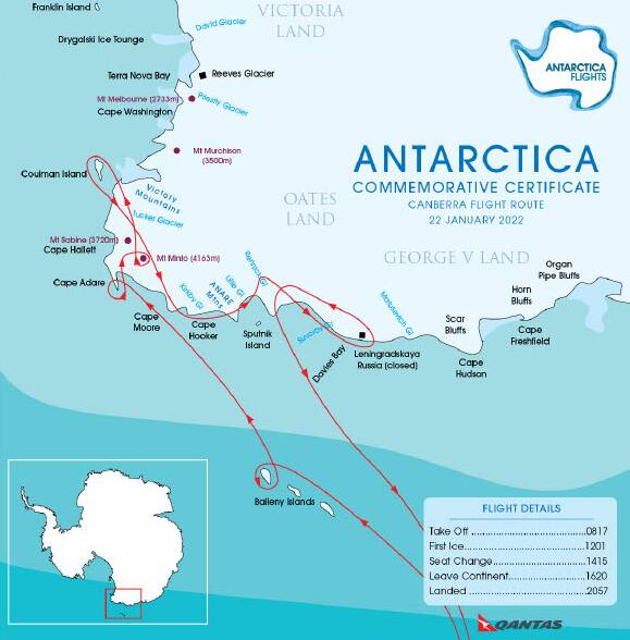 The flight spent four hours over Antarctica. Picture: Supplied