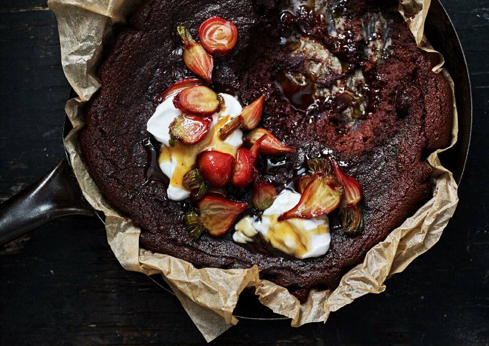 Fudgy chocolate and beetroot skillet pudding. Picture: Supplied