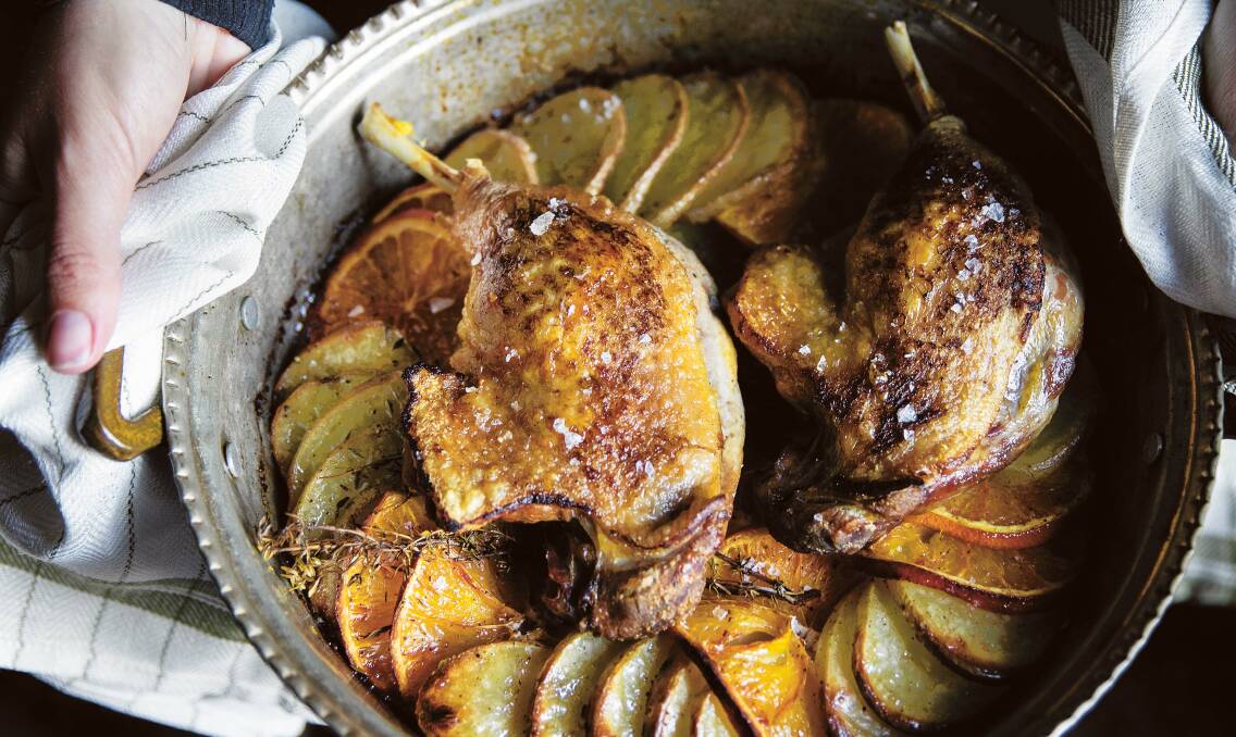 Roast duck legs with winter citrus. Picture by Skye McAlpine