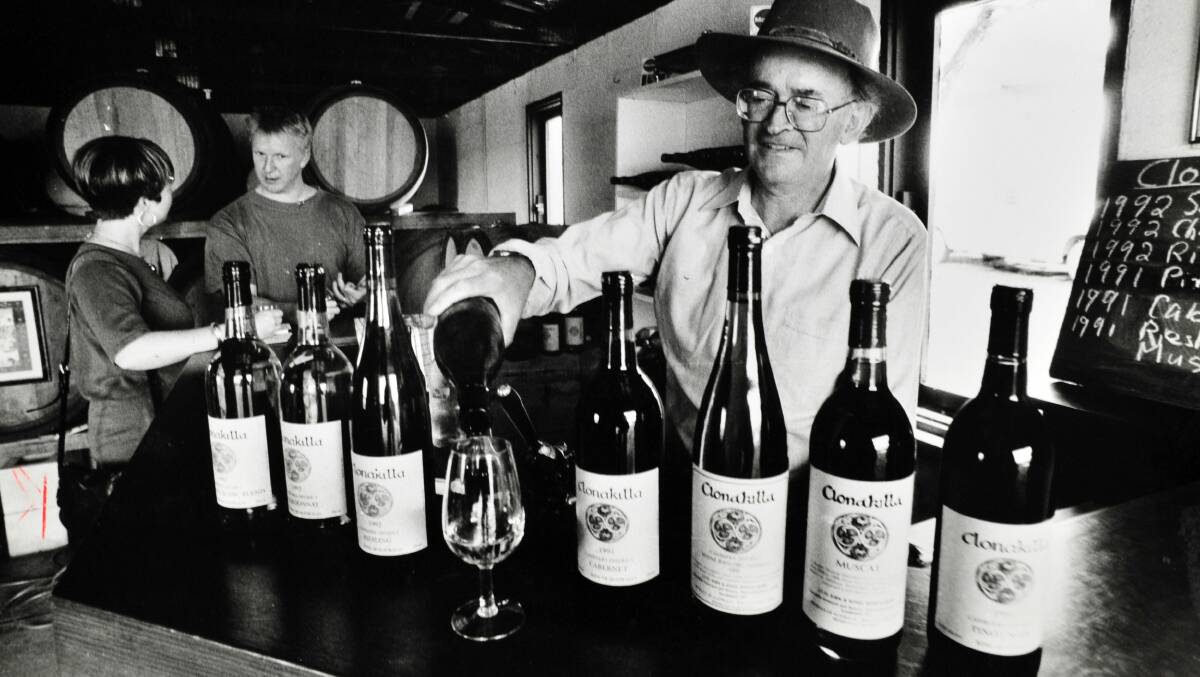 John Kirk in the winery's first cellar door in 1993. Picture The Canberra Times