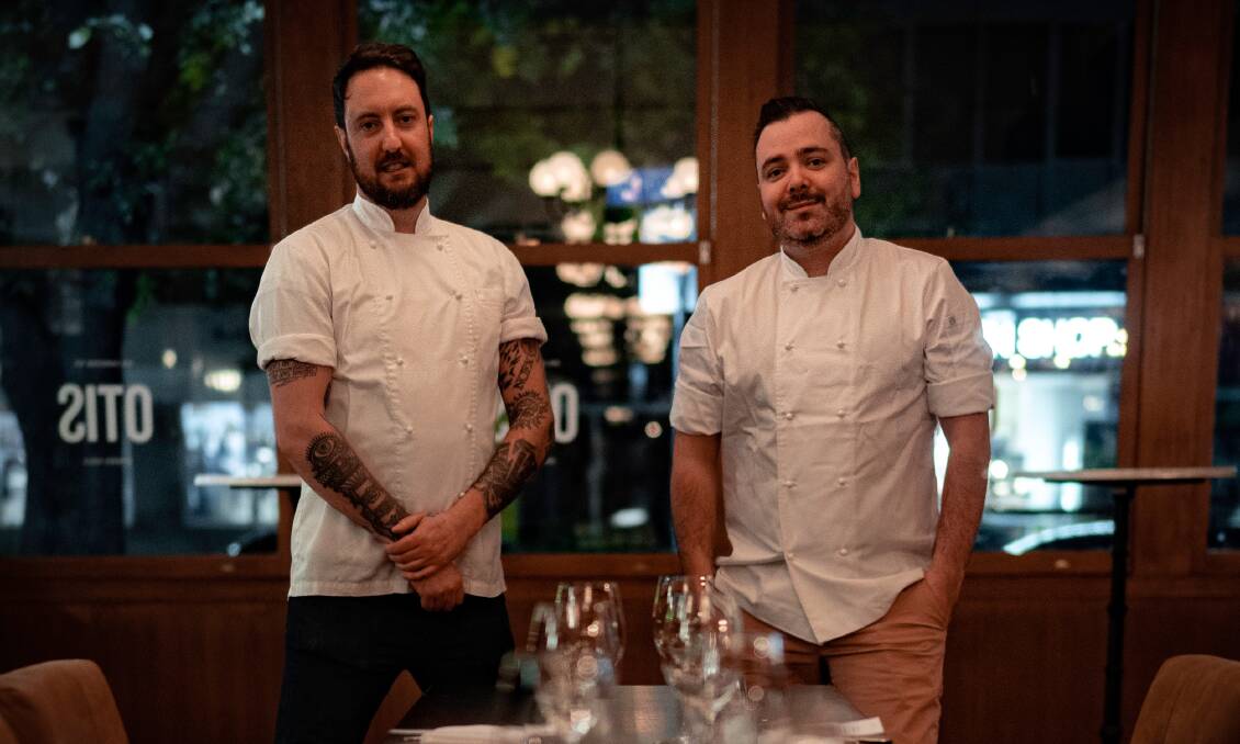 Chefs Adam Wilson and Damian Brabender from OTIS Dining Hall, which won best restaurant at the 2021 AHA Awards. Picture: Lachlan Harmer
