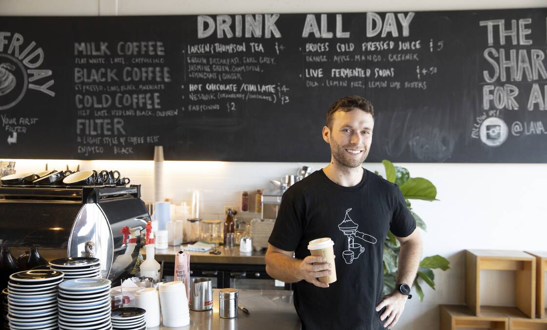 Lava Espresso owner Lincoln Fairleigh has created a website to help the hospitality industry, and the cafe is still doing takeaway. Picture: Sitthixay Ditthavong 