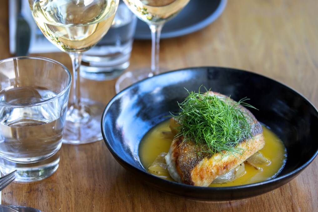 Seared snapper, braised fennel, orange beurre blanc. Picture: Sitthixay Ditthavong