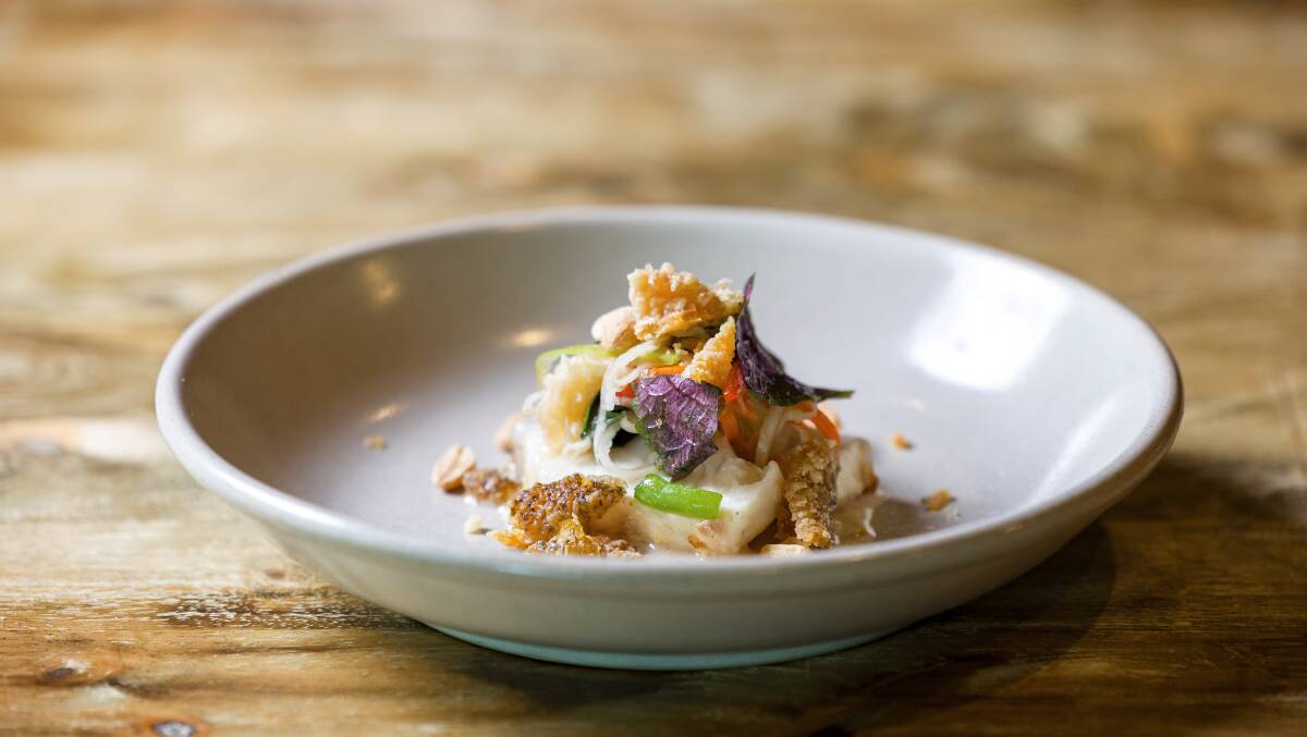 Murray cod saltbush yum, crispy skin and peanuts. Picture: Sitthixay Ditthavong