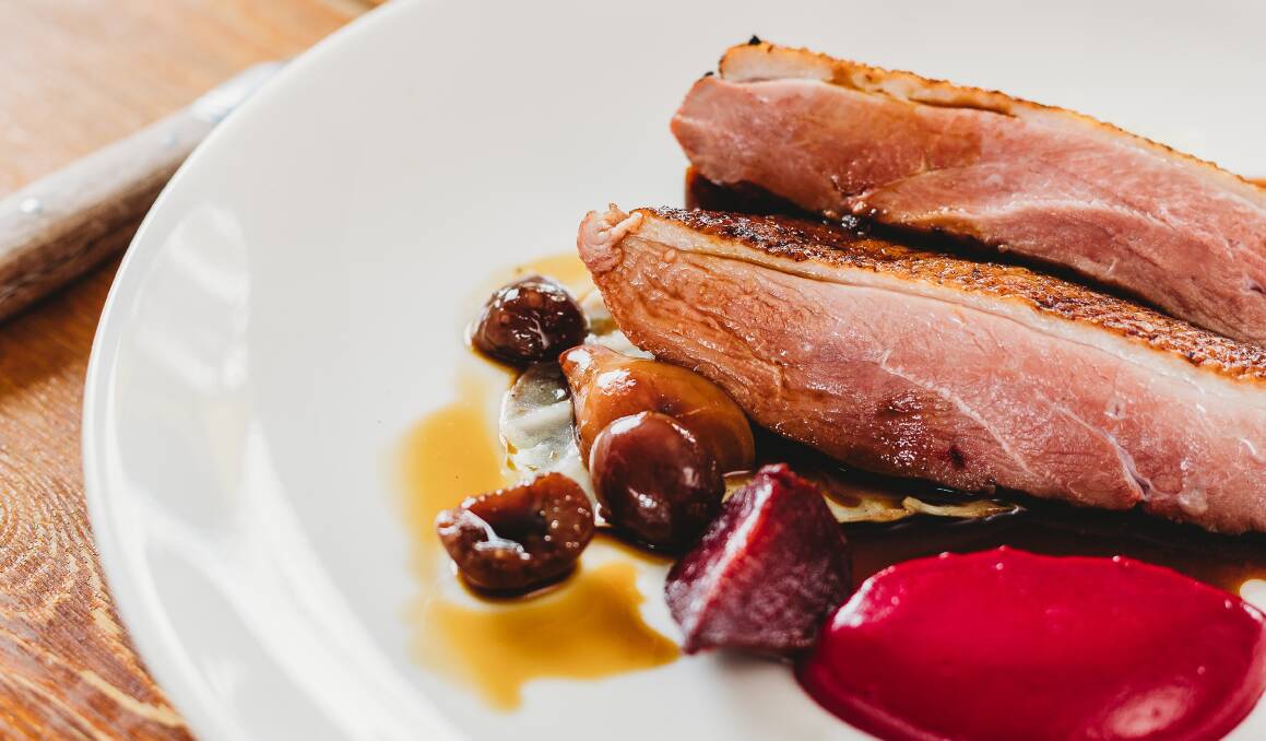 Duck breast with pickled cherries and beetroot from Pavilion Dining. Picture supplied