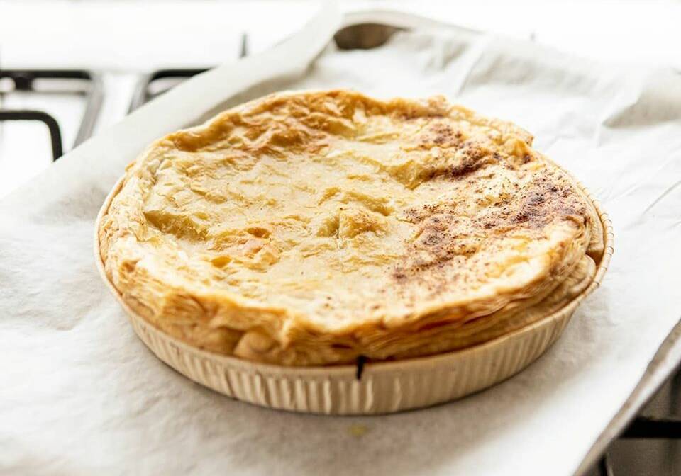 Three Mills Bakery chicken, leek and riesling pie, ready to bake. Picture: Supplied