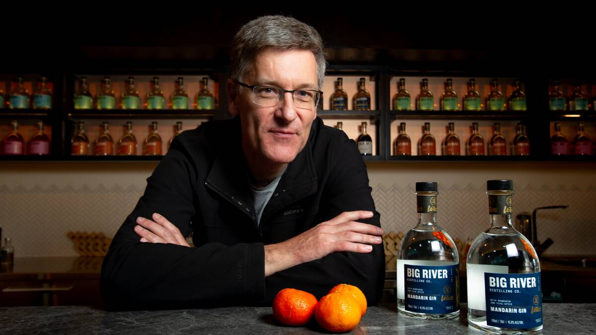 Clyde Morton, of Big River Distilling Co, with the mandarin gin. Picture by Elesa Kurtz