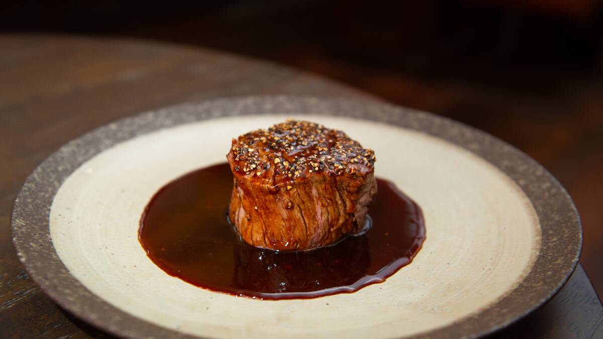 Aged prime fillet, silkwood pepper, brandy jus. Picture by Sitthixay Ditthavong