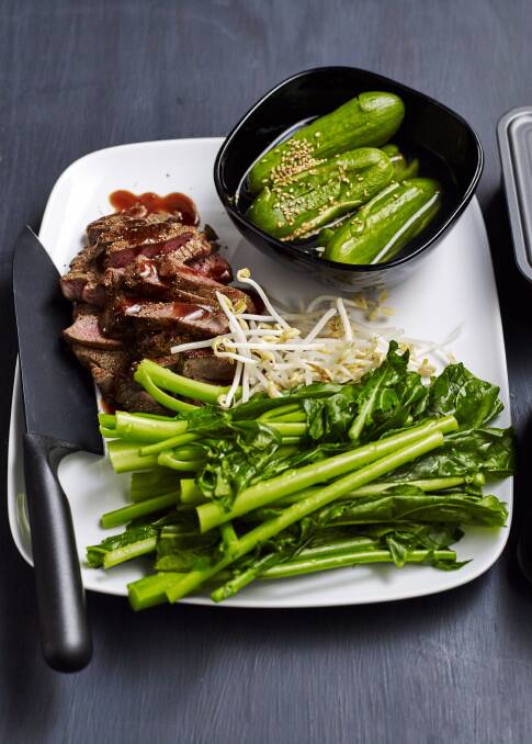 Hoisin beef with quickled cucumbers. Picture: Supplied