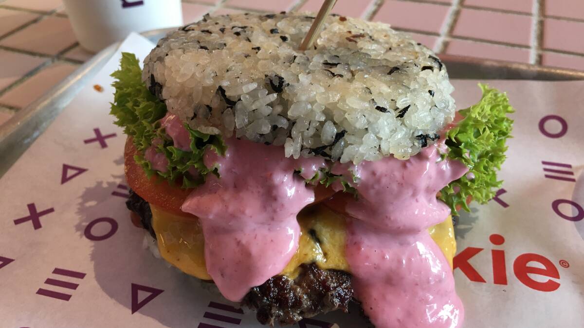 Is Mookie's Sakura burger a burger if the bun is rice? Picture: Amy Martin