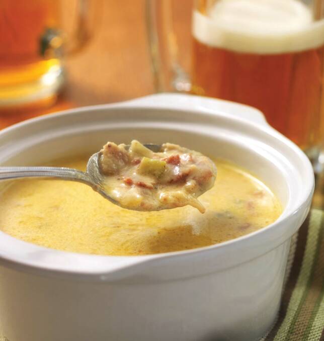 Beer and cheese with smoked bacon soup. Picture: Bill Bettencourt 