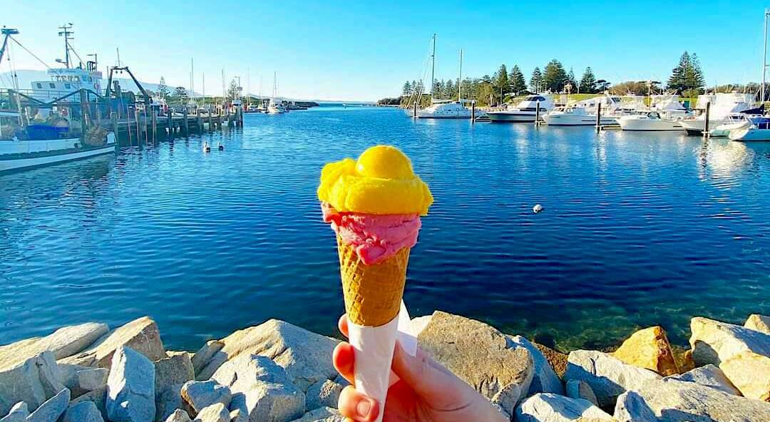  Enjoying a gelato at Bermagui Harbour. Picture: Supplied 