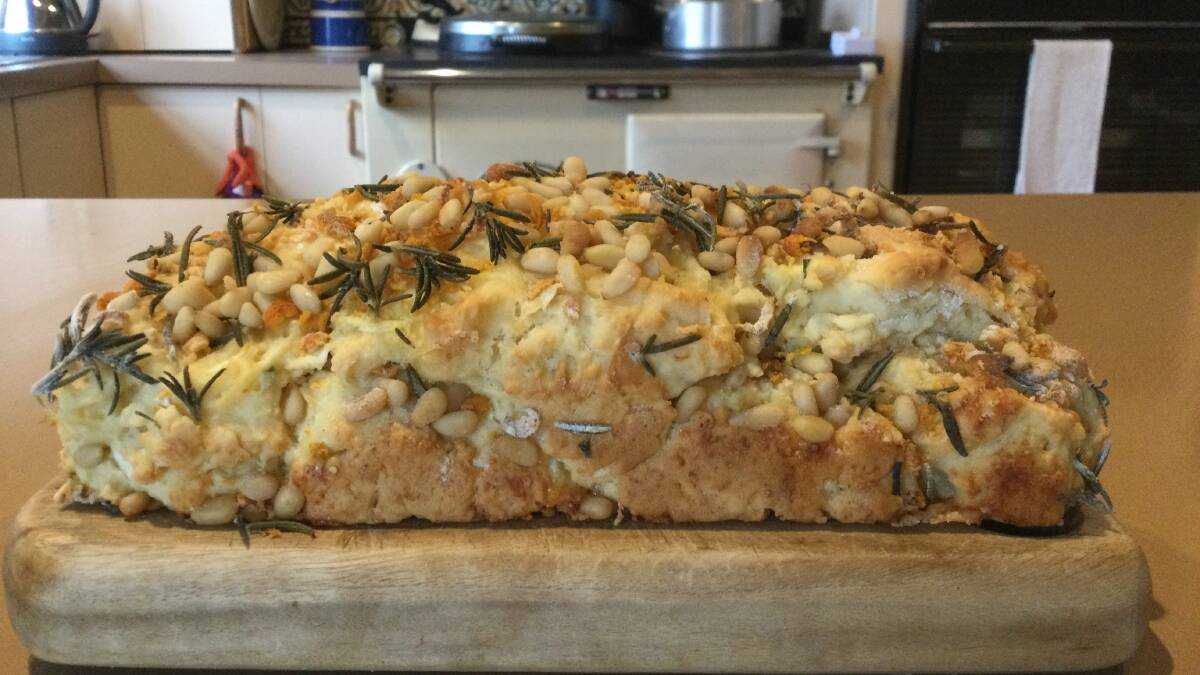 Homemade on the AGA, this rosemary, lemon and pine nut bread. Picture: Elaine Lawson