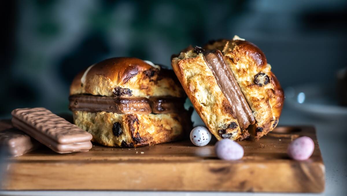 Stuff your hot cross buns with Tim Tams and bake. Picture by Karleen Minney
