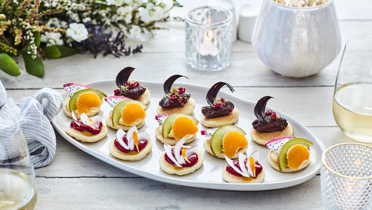 Fresh fruit and chocolate mousse party pancakes make a simple dessert. Picture: Supplied