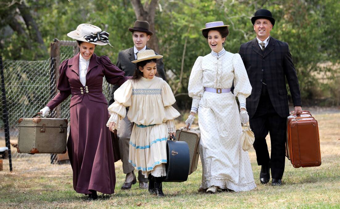 The Ferrone family arrive at the 1900s house. Picture: Nigel Wright 