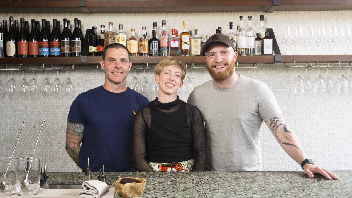 Mal Hanslow, Dash Rumble and Ross McQuinn from Pilot restaurant. Picture by Keegan Carroll