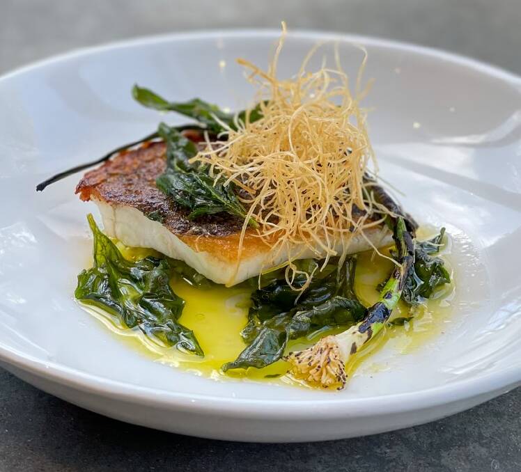 Murray cod with leeks and warrigal greens. Picture: Supplied