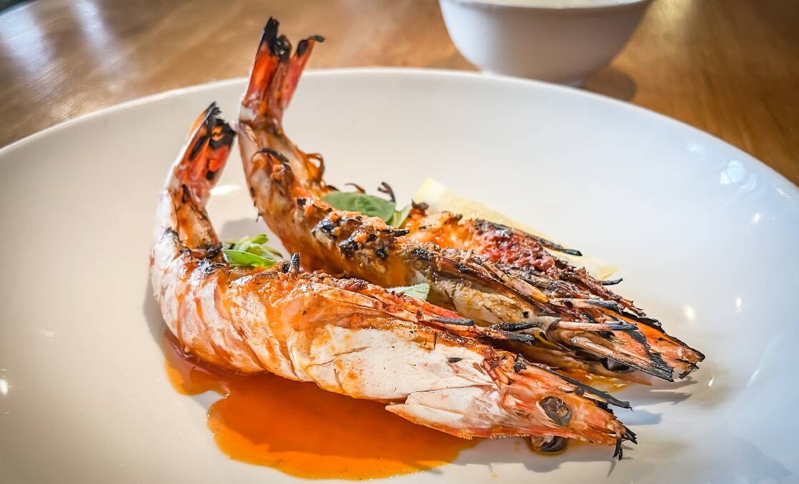 XL grilled tiger prawns with njuda butter, oregano and lemon. Picture by Karen Hardy