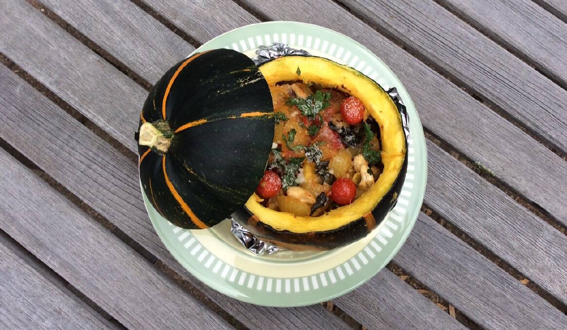 Stuffed and baked zucchini "Black Max". Picture: Susan Parsons