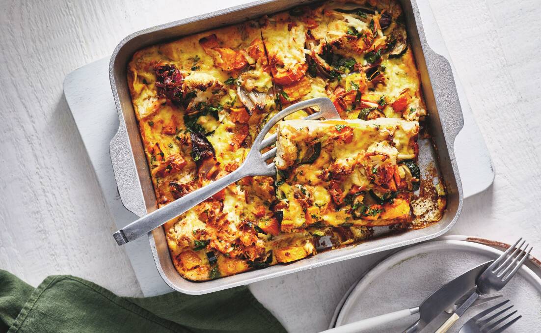 Leftover vegetable and haloumi frittata. Picture: Rob Palmer