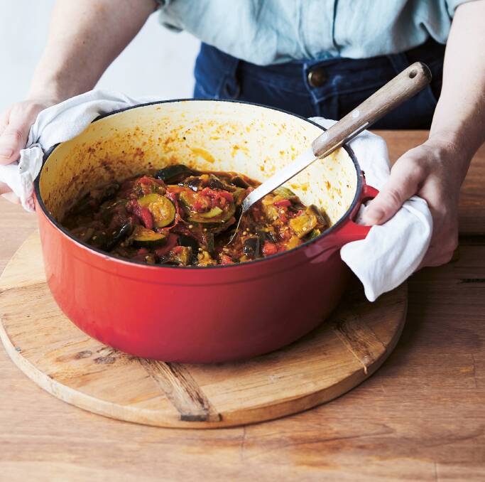 A big batch of ratatouille can be used in the summer harvest lasagne. Picture: Cath Muscat