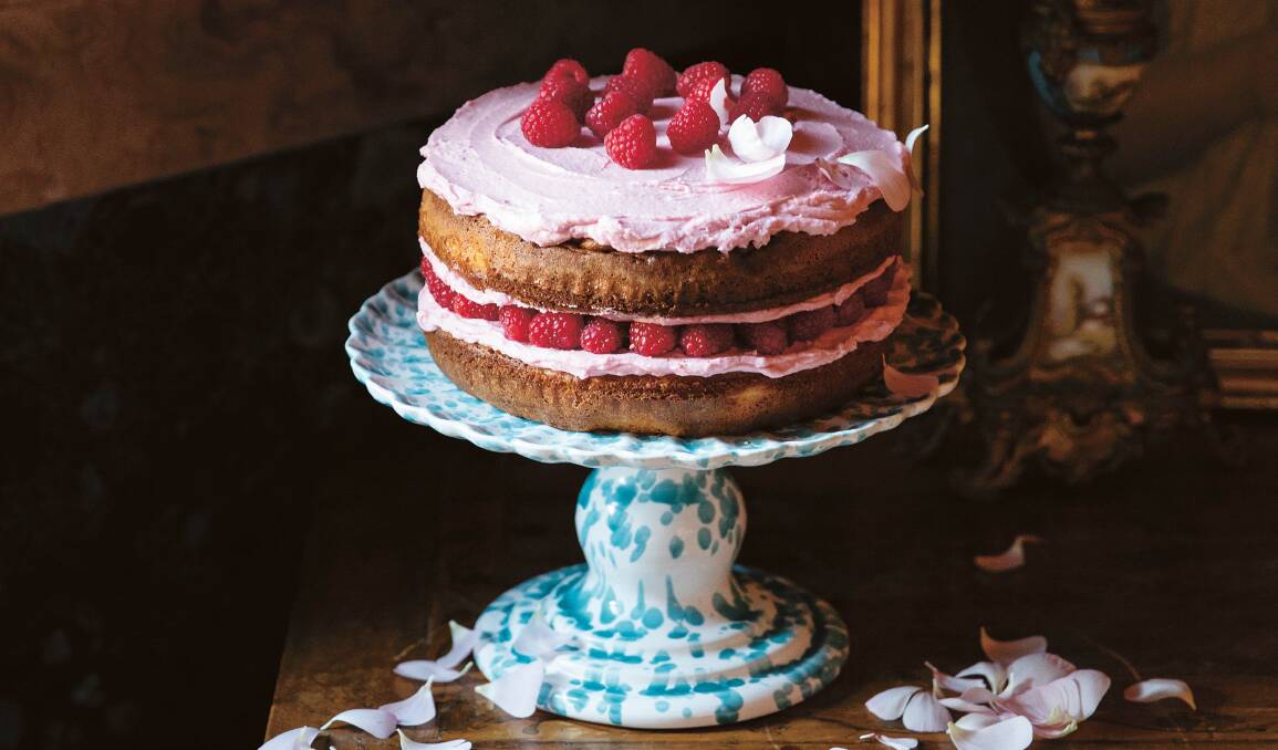 Raspberry and marzipan cake. Picture by Skye McAlpine